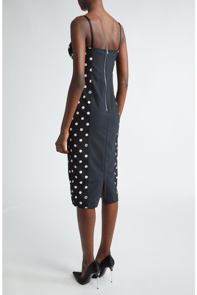 Polka Dot Corset Sheath Dress, Alternate, color, BLACK/ WHITE DOT