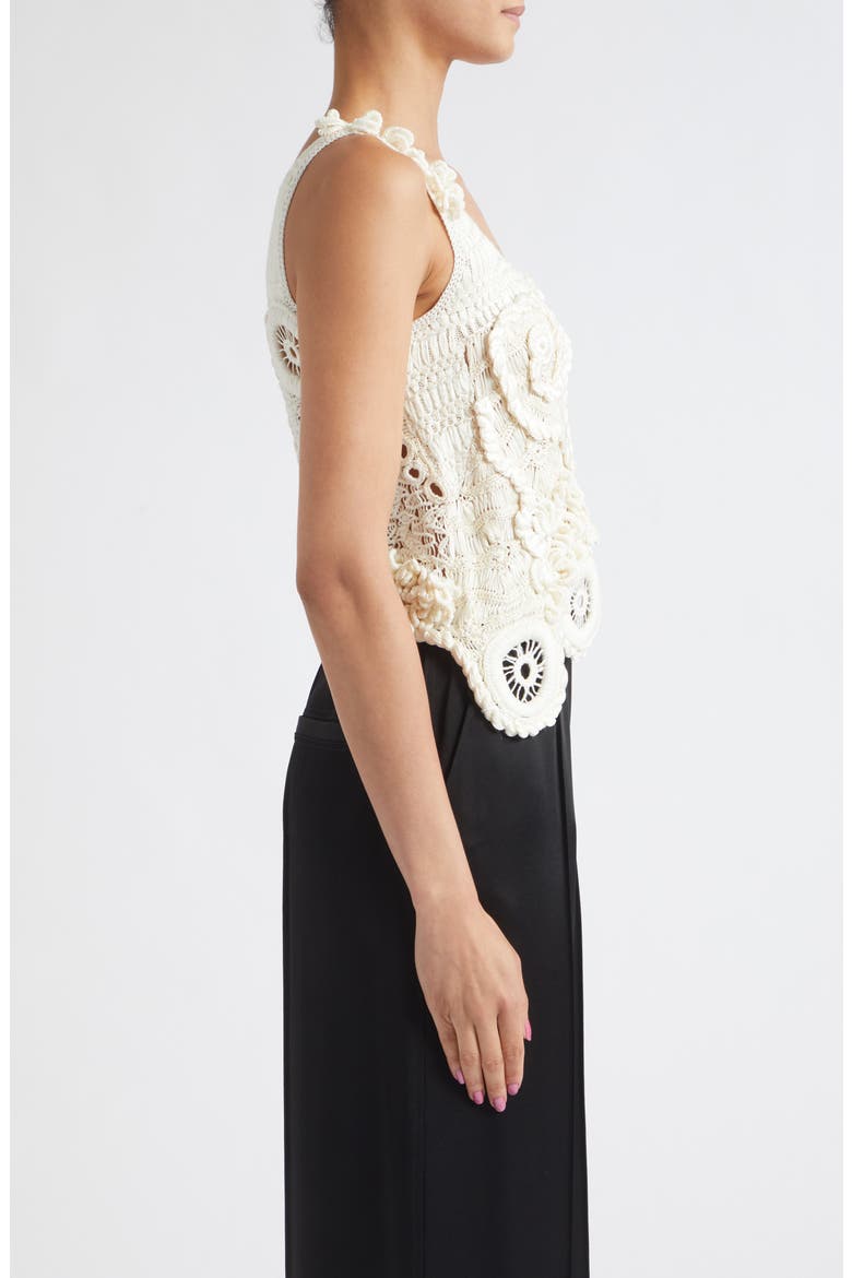 India Freeform Silk & Cotton Lace Tank, Alternate, color, IVORY