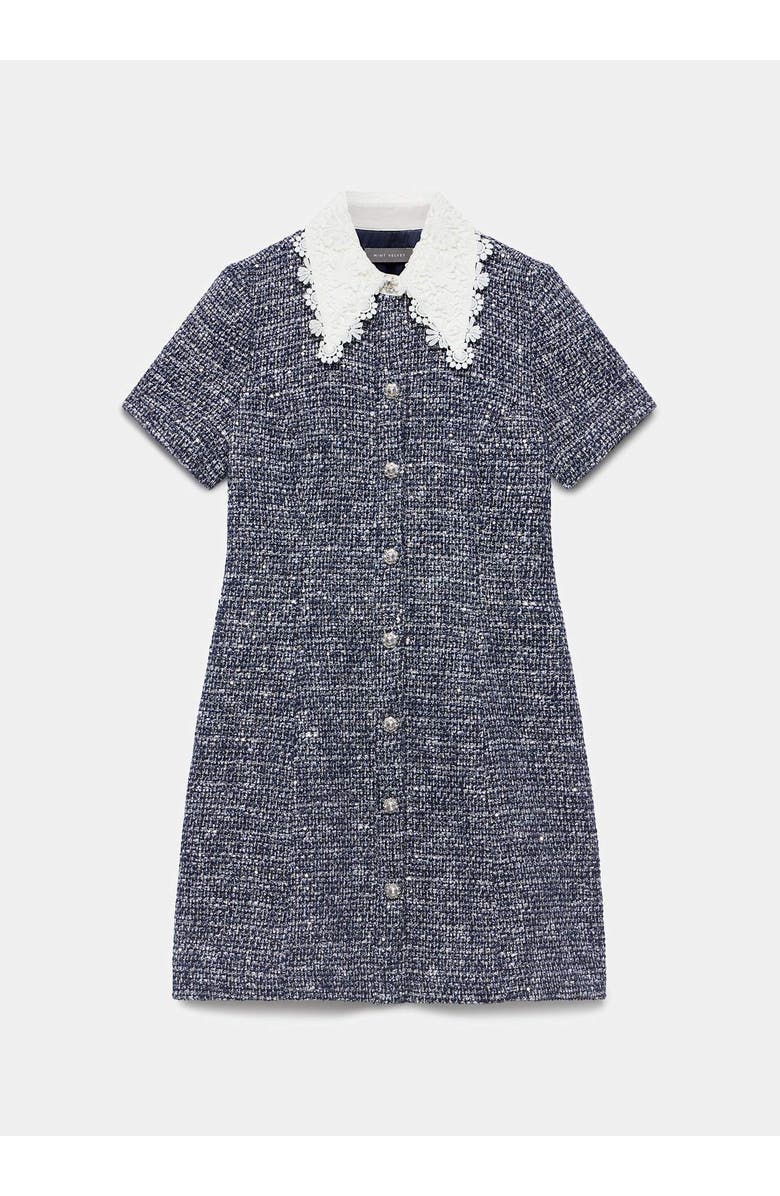 MINT VELVET Statement Collar Boucle Mini Dress, Alternate, color, Navy