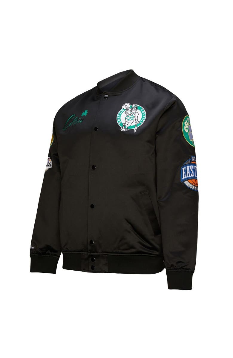 Mitchell & Ness Men's Black Boston Celtics Hardwood Classics Blackout Collection Satin Full-Zip Jacket, Alternate, color, Black