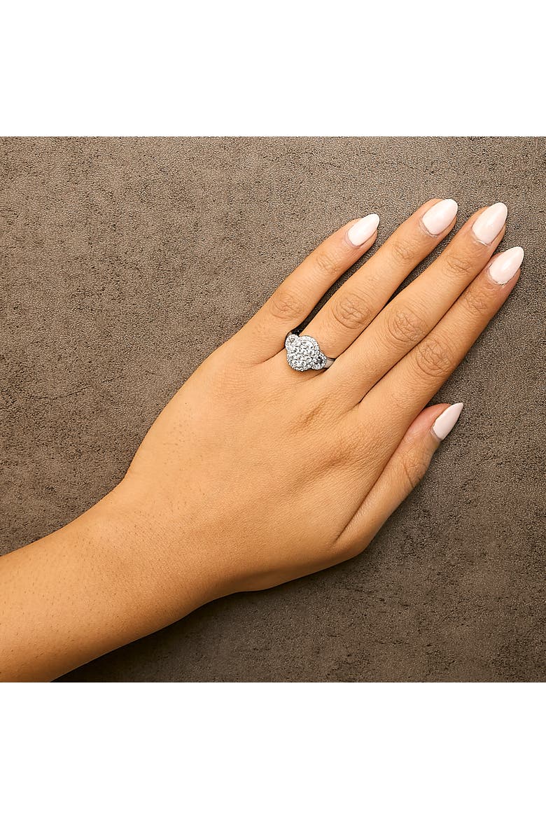 10K Gold 1.0 Cttw Diamond Halo Vintage Inspired Statement Ring, Alternate, color, White Gold