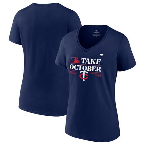 Women's Fanatics Branded  Navy Minnesota Twins 2023 Postseason Locker Room V-Neck T-Shirt