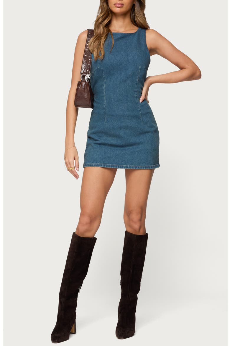 Zurey Sleeveless Denim Romper, Main, color, BLUE-WASHED