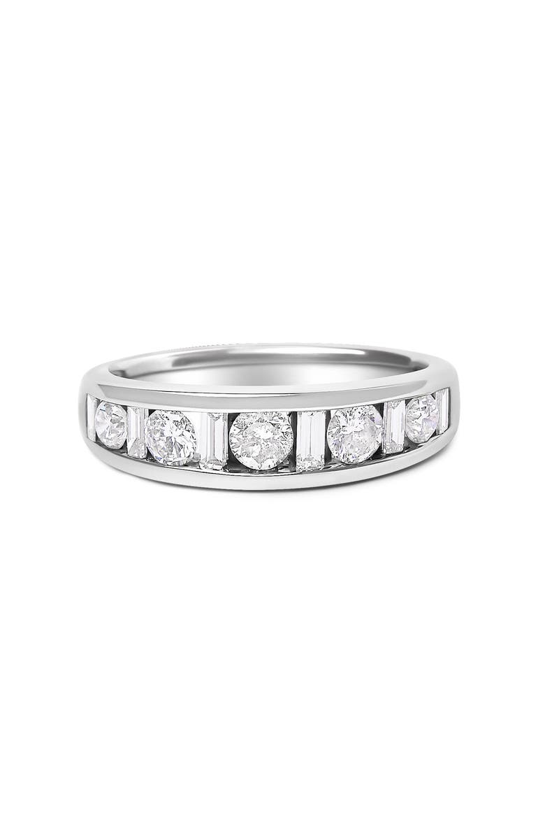 Haus of Brilliance 14K White Gold Alternating 1.0 Cttw Round and Baguette Diamond Channel Band Ring, Main, color, White Gold