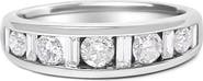 Haus of Brilliance 14K White Gold Alternating 1.0 Cttw Round and Baguette Diamond Channel Band Ring