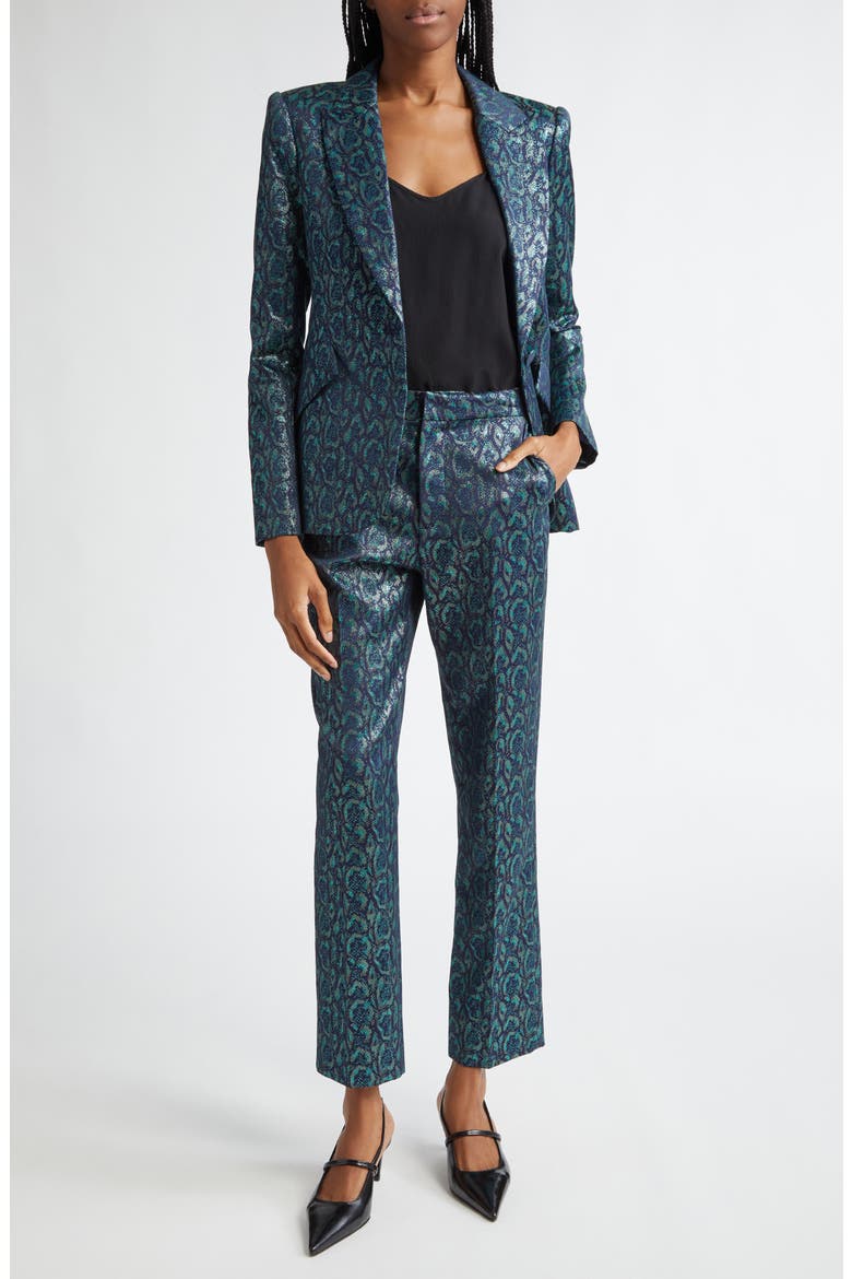 Rebel Metallic Print Pants, Alternate, color, TEAL MULTI