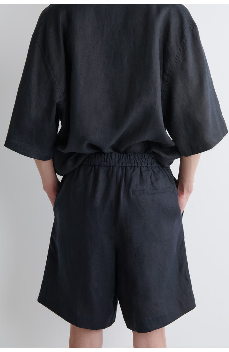 COS Elasticated Linen Shorts, Alternate, color, Blue