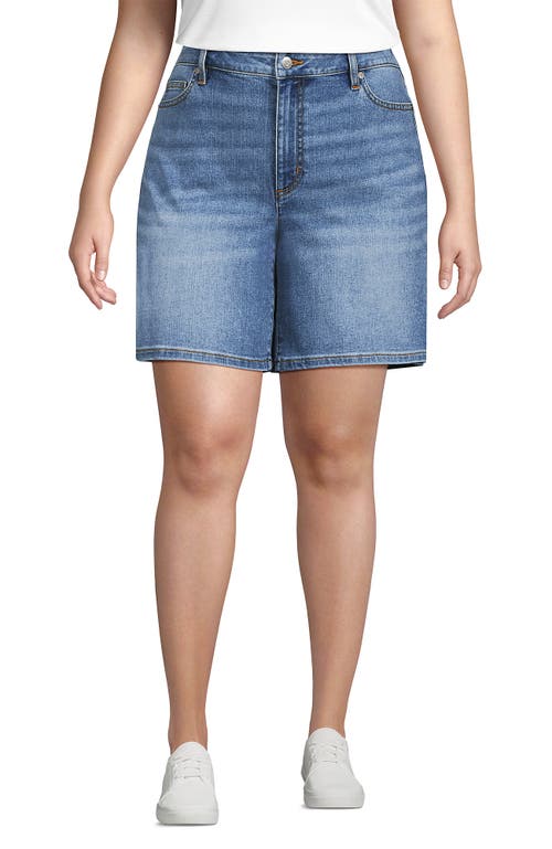 LANDS' END LANDS' END RECOVER MID RISE 7" JEAN SHORTS