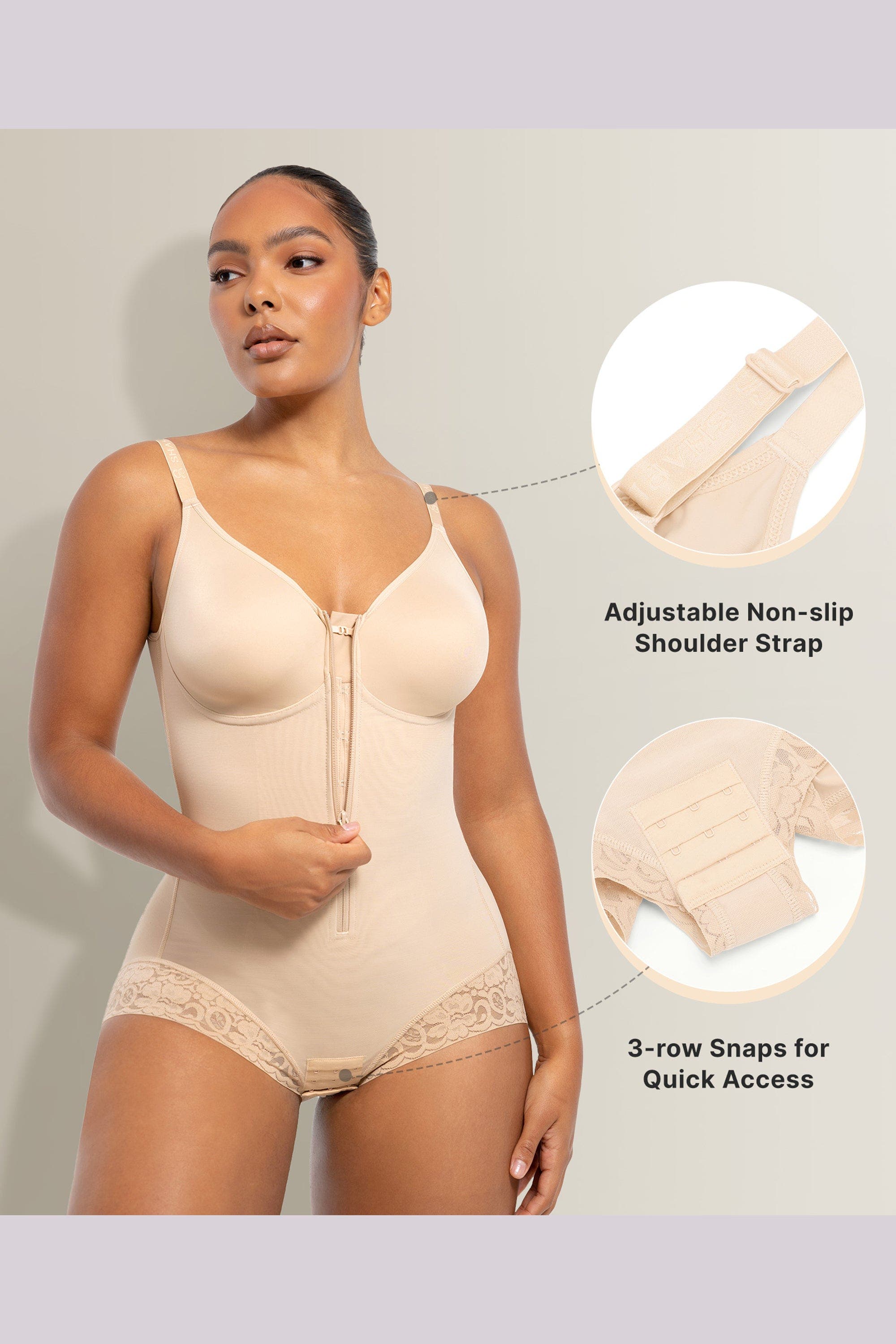 FASHION BoDY2個サプリメント付き Shapellx Tummy Control Zip-Up Brief Bodysuit (Women) | Nordstrom