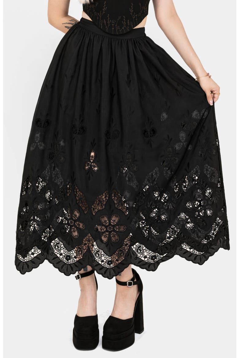 Maple Broderie Hem Maxi Skirt, Main, color, Black