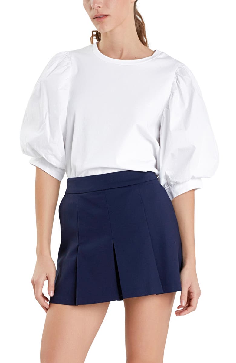 English Factory Mix Media Cotton Top, Alternate, color, White