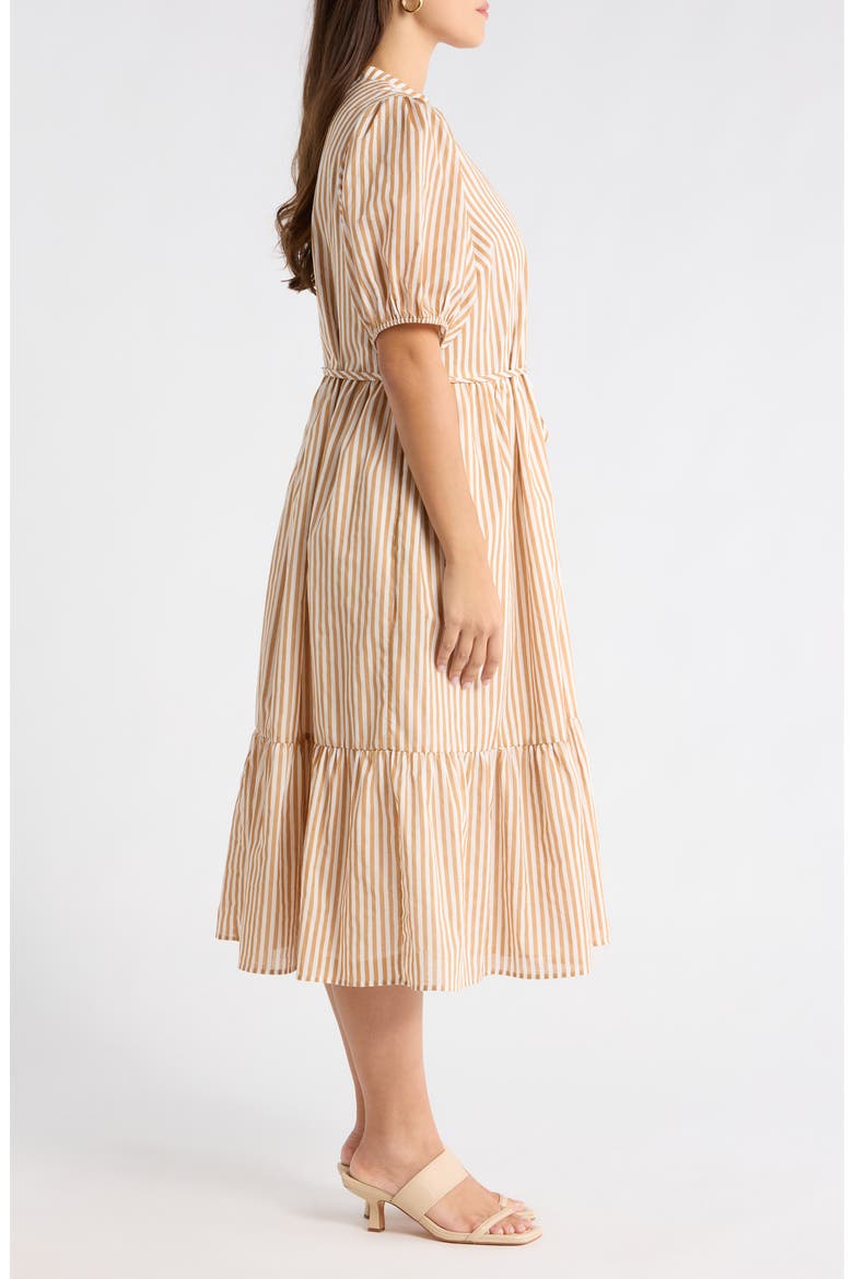 Dream State Beth Cotton Button-Up Midi Dress, Alternate, color, TAUPE-MULTI