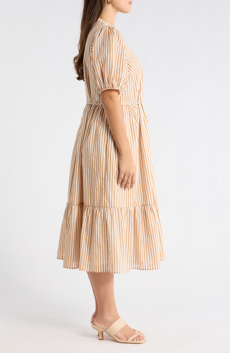 SUGARLIPS Dream State Beth Cotton Button-Up Midi Dress, Alternate, color, Taupe-Multi