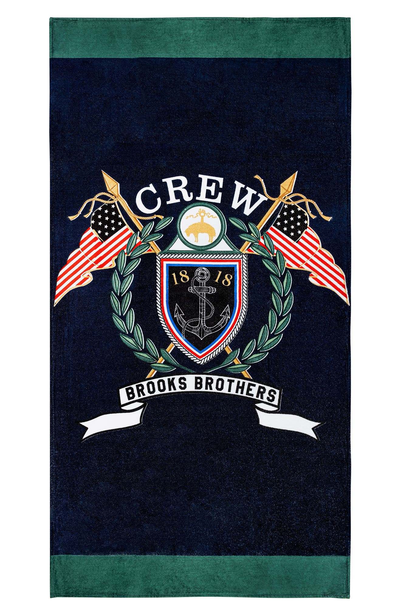 Brooks Brothers Logo Crest Cotton Beach Towel