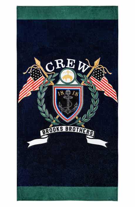 Brooks Brothers Logo Crest Cotton Beach Towel