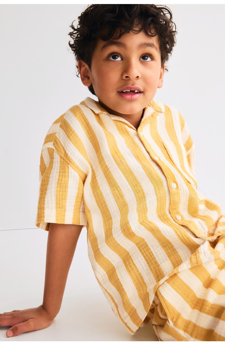 H&M 2-piece cotton muslin set, Alternate, color, White/Yellow Striped