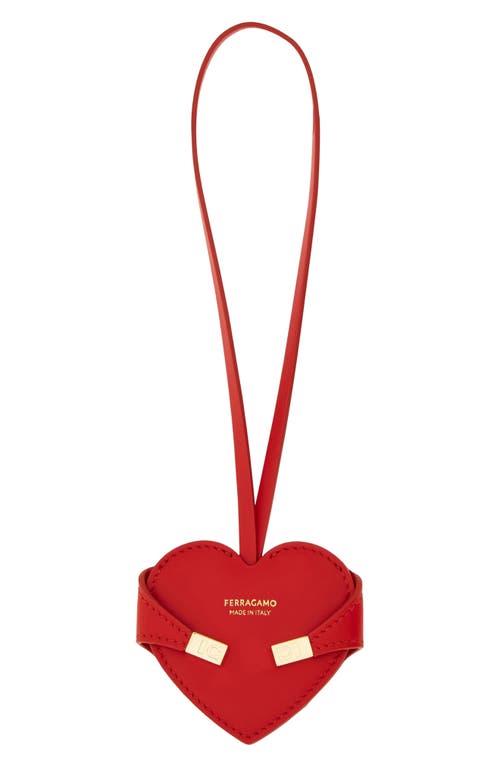 Ferragamo Charm Cuore Mirror Bag Charm In Red