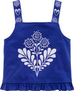 Mini Boden Kids' Embroidered Peplum Cotton Tank