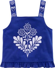 Mini Boden Kids' Embroidered Peplum Cotton Tank
