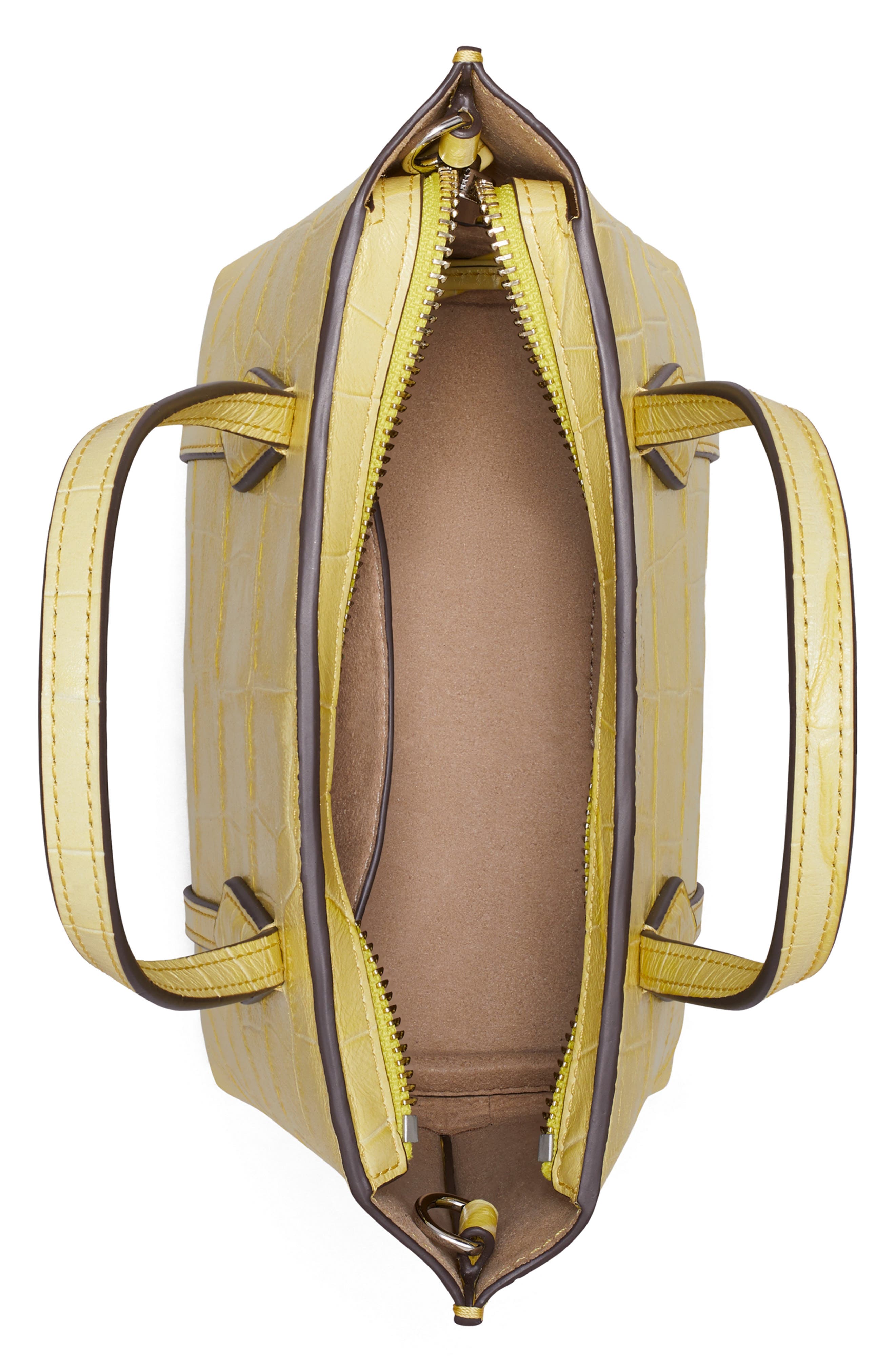 Tory Burch Mini Perry Embossed Leather Tote, Alternate, color, Yellow Sky