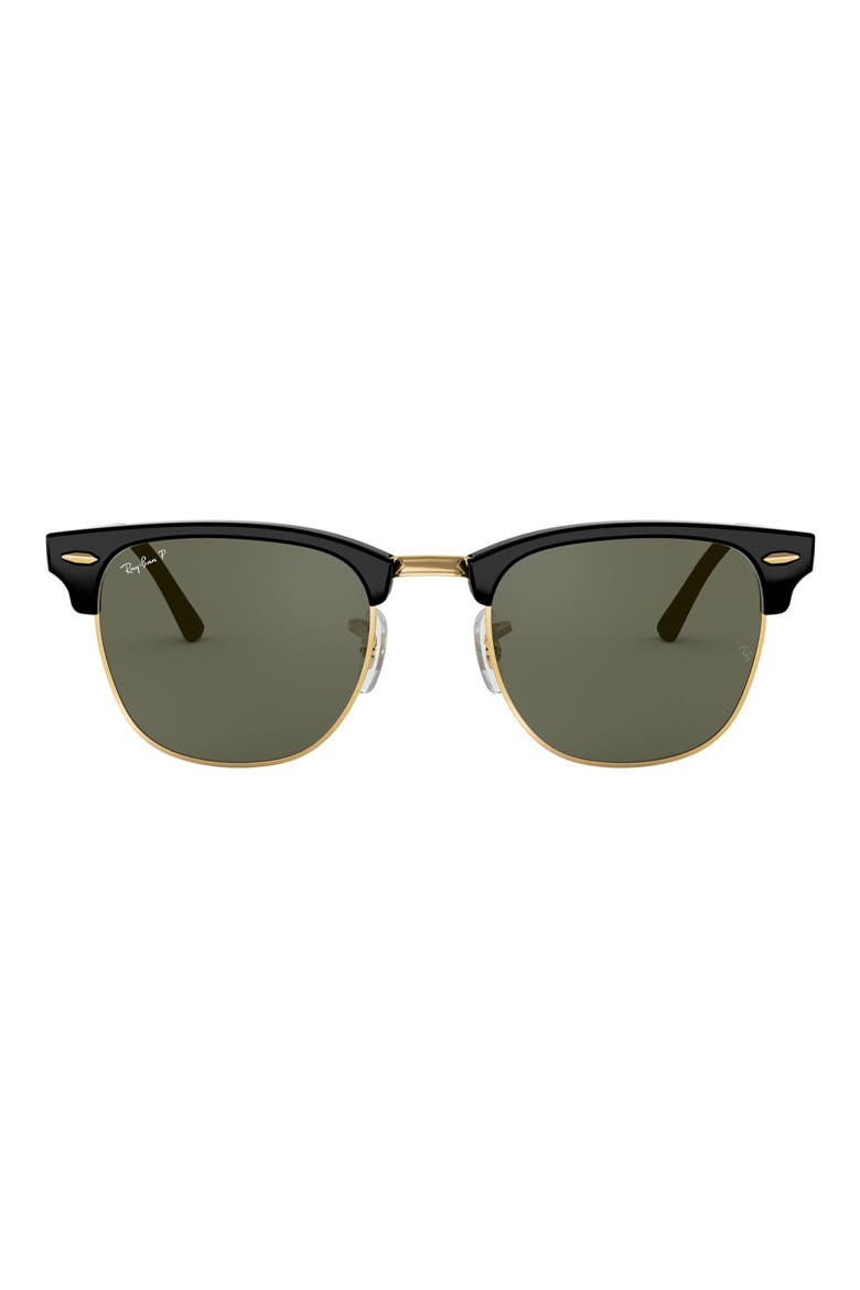 Clubmaster 55mm Polarized Sunglasses, Main, color, BLACK