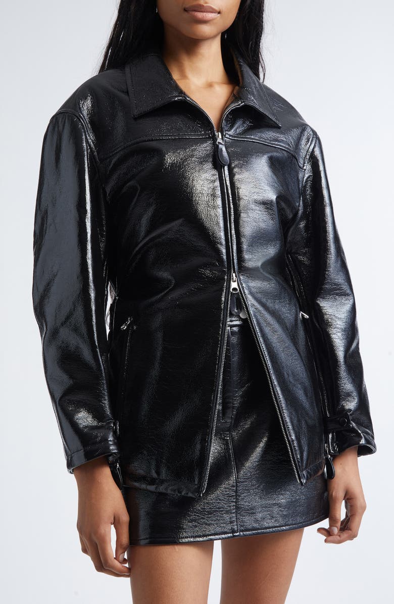 Courrèges Oversize Vinyl Bomber Jacket, Alternate, color, Black