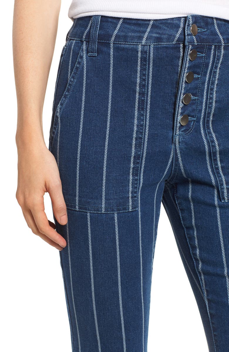 Tinsel Stripe High Waist Flare Jeans, Alternate, color,