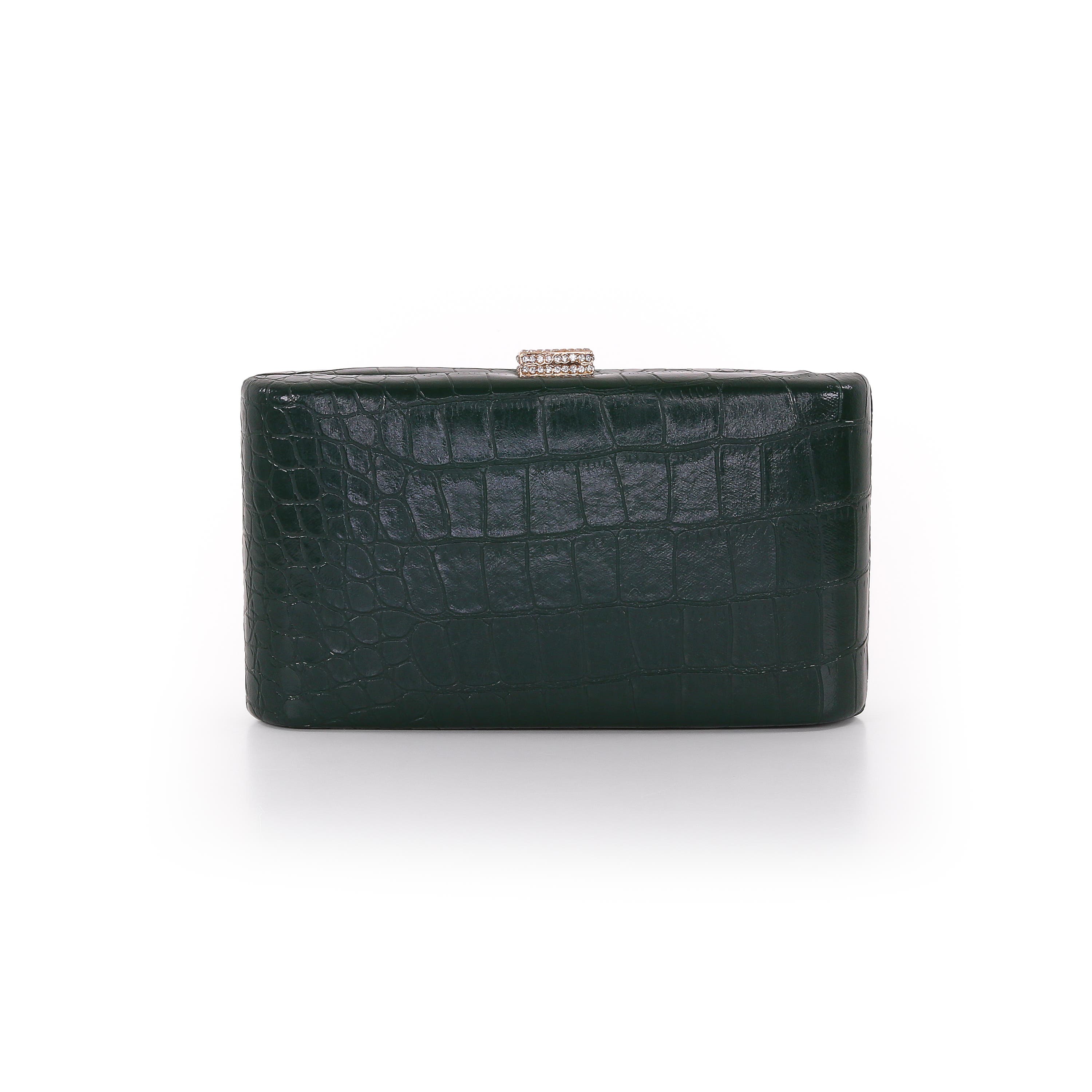 Lula Croc Embossed Leather Minaudiere, Alternate, color, Emerald