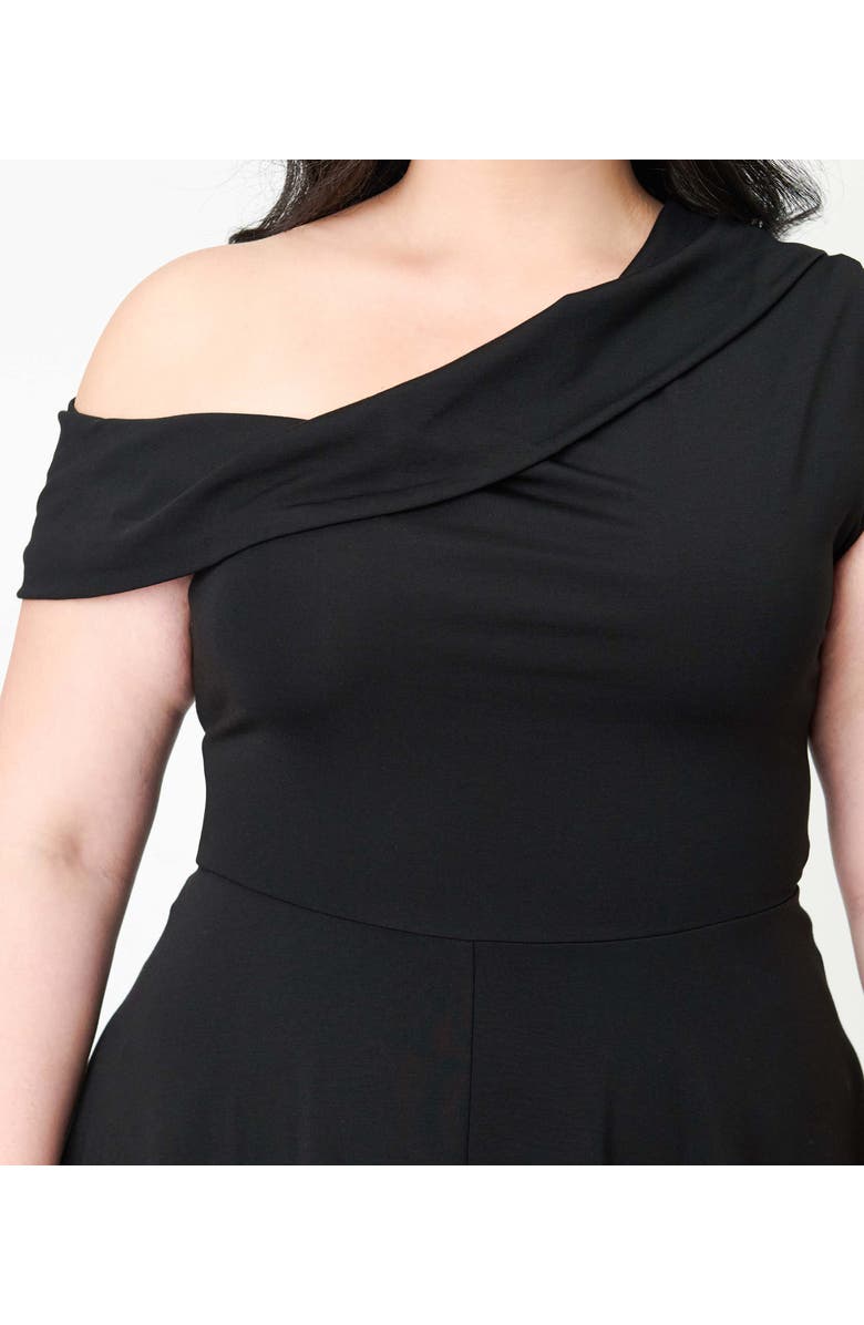 Unique Vintage Plus Size Asymmetrical Neck Swing Dress, Alternate, color, 