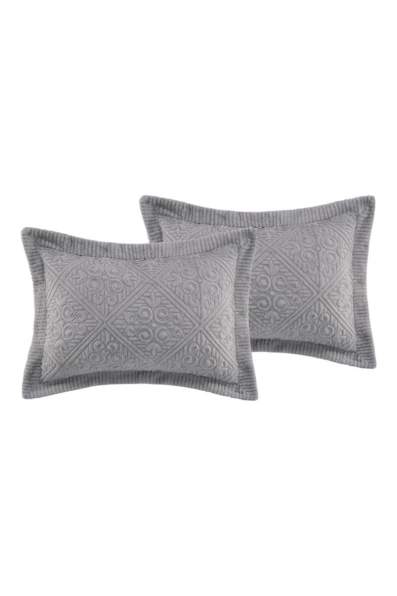 Westland Quilted Plush Bedspread Set, Alternate, color, GREY