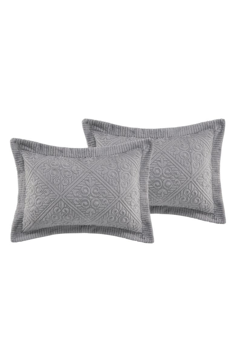 VCNY HOME Westland Quilted Plush Bedspread Set, Alternate, color, Grey