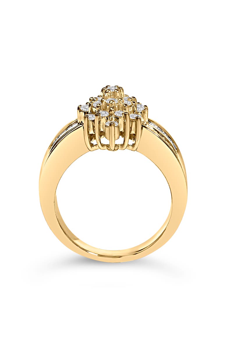 Haus of Brilliance 10K Gold 1.0 Cttw Composite Diamond Cluster Cocktail Ring, Alternate, color, Yellow Gold