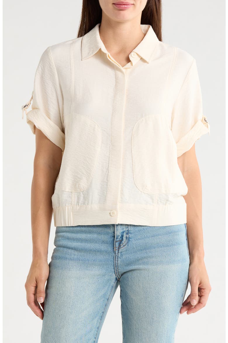 Short Sleeve Roll Tab Jacket, Main, color, COCONUT