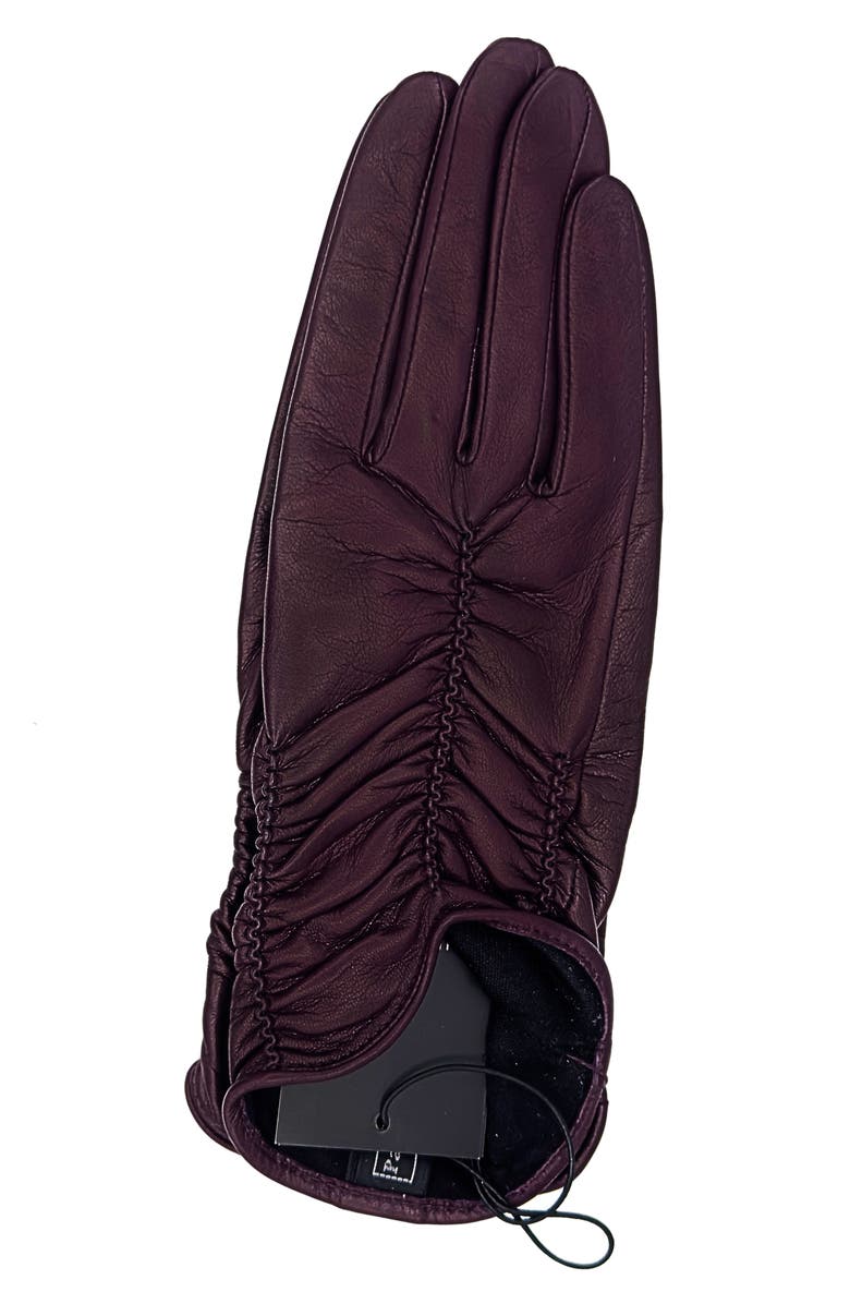 Paula Rowan Renee Silk Lined Ruched Leather Gloves, Main, color, 
