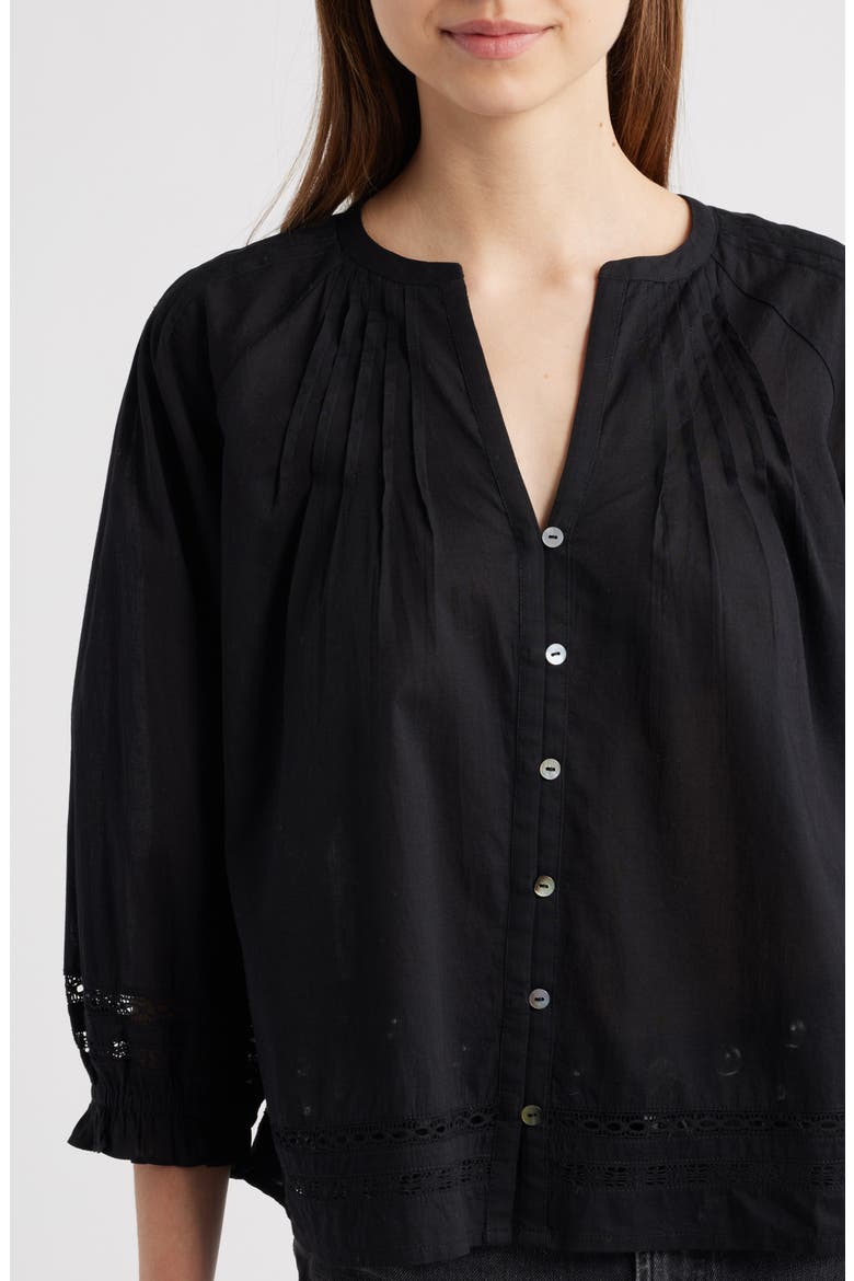 Lilah Button-Up Top, Alternate, color, BLACK