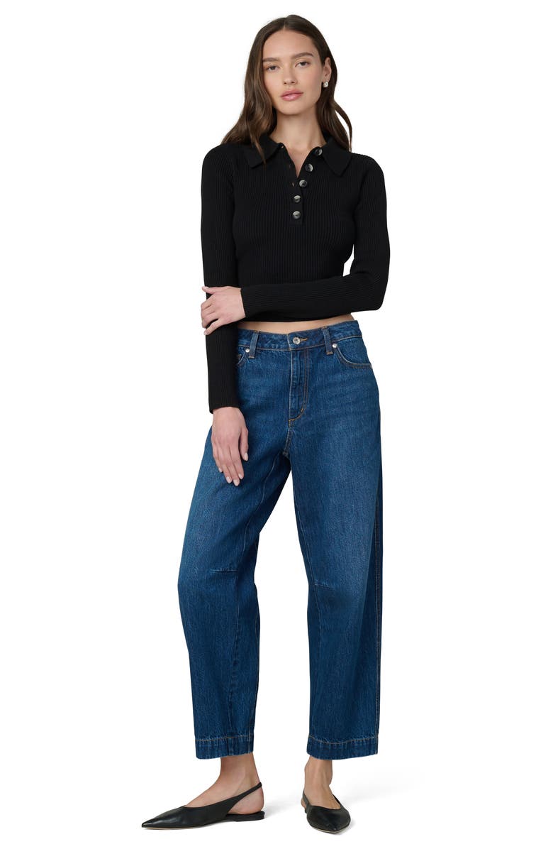 Joe's Jeans The Lisa Crop Rib Polo Sweater, Alternate, color, Black