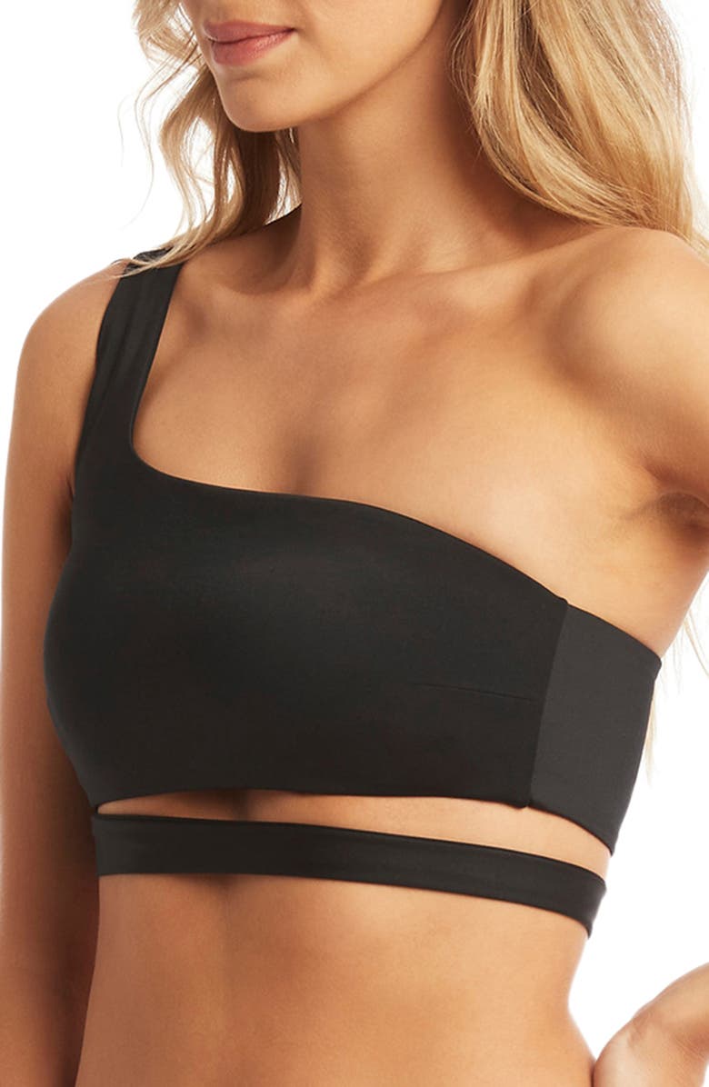 Sea Level Dark Romance One-Shoulder Bikini Top, Alternate, color, 
