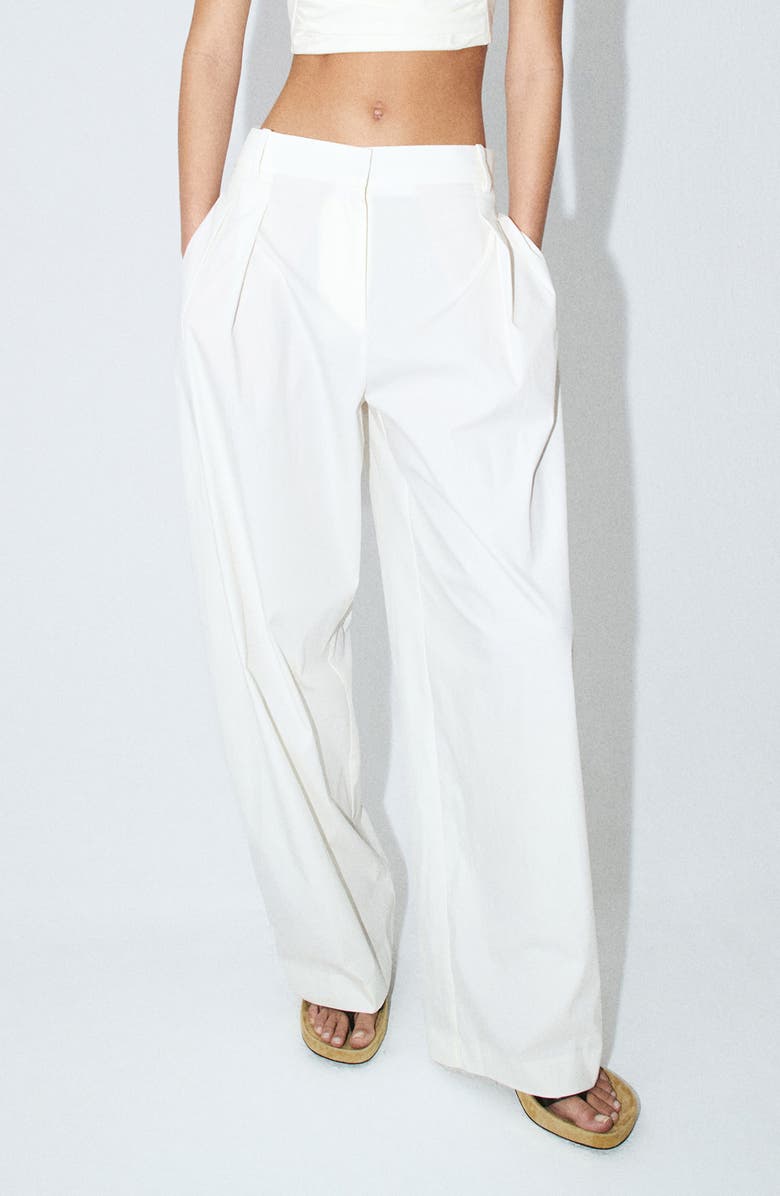MANGO Featuring Hailey Bieber Kash Cotton Blend Pants, Main, color,