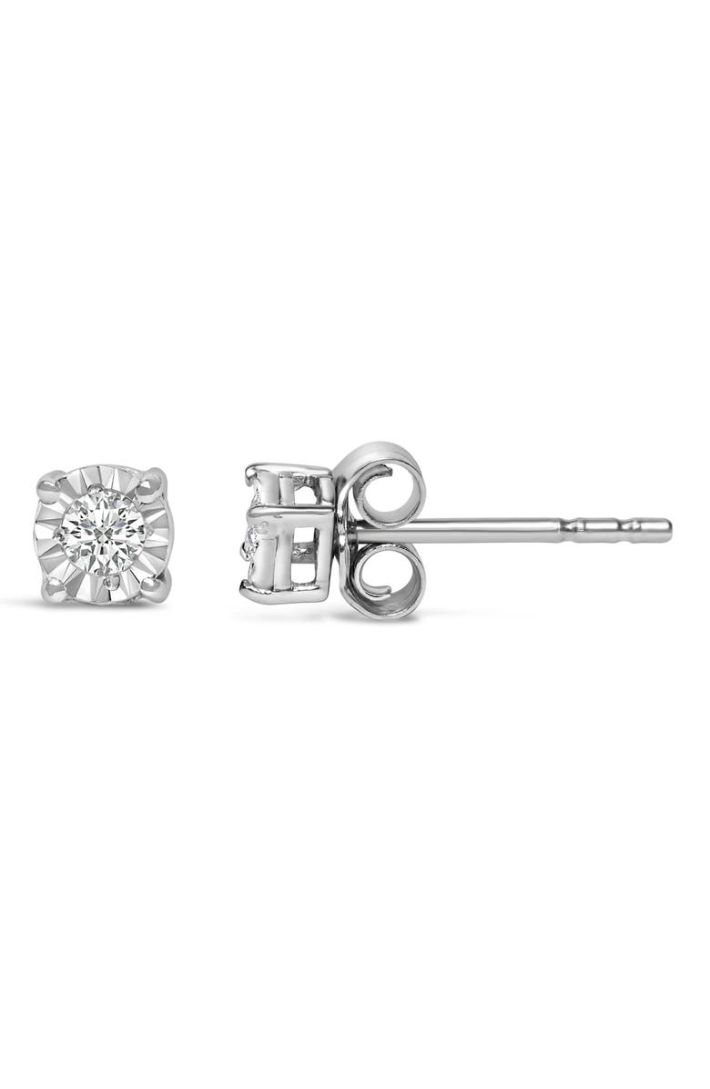 Haus of Brilliance Silver 1/10 Cttw Lab Grown Diamond Miracle-Set Stud Earrings, Alternate, color, White