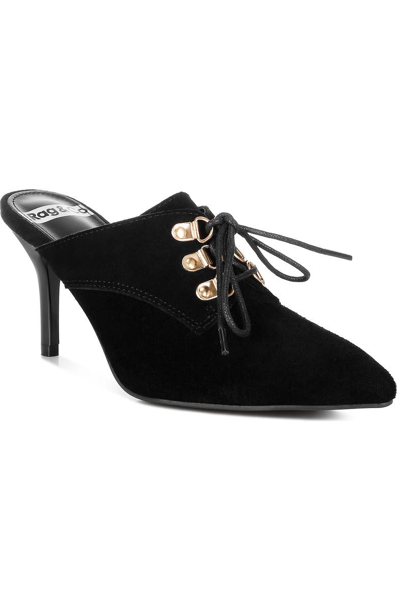 Rag & Co Miladi Stiletto Mule, Main, color, Black