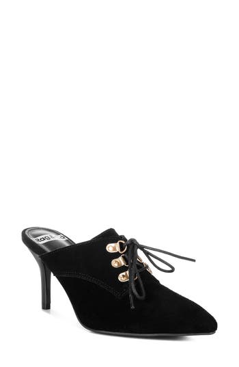 Rag & Co Women's Miladi Genuine Suede Leather Stiletto Mules In Black In Black