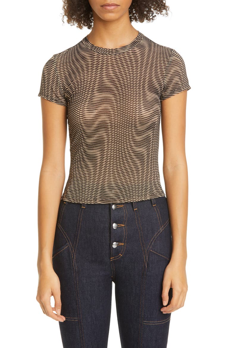 Velvet Burnout Print T-Shirt, Main, color, OPTIC WARP