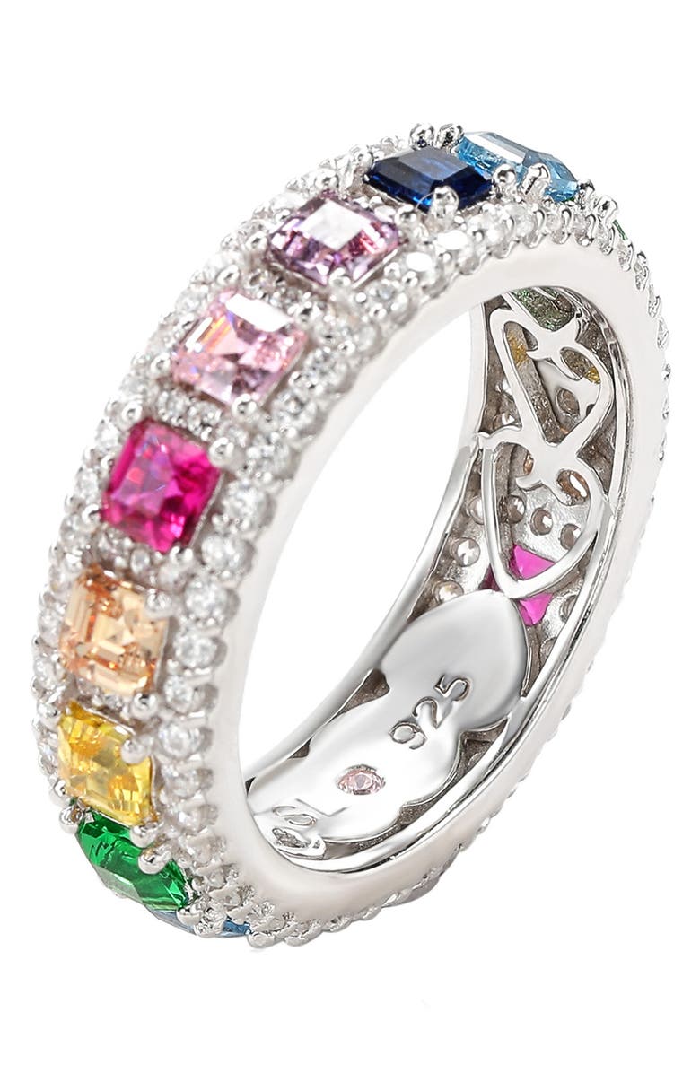 SUZY LEVIAN Asscher Cut Rainbow CZ Eternity Band, Alternate, color, Rainbow