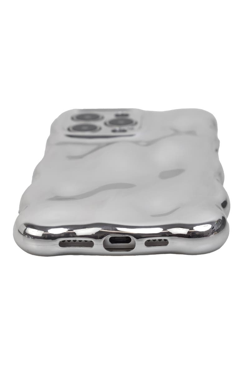 Chrome Bubbles iPhone 15 Pro Case, Alternate, color, SILVER