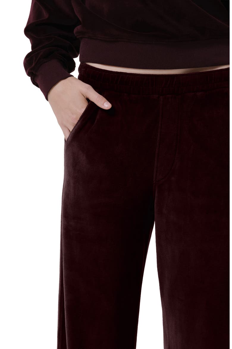 Brynn Wide Leg Velour Pants, Alternate, color, BURGUNDY