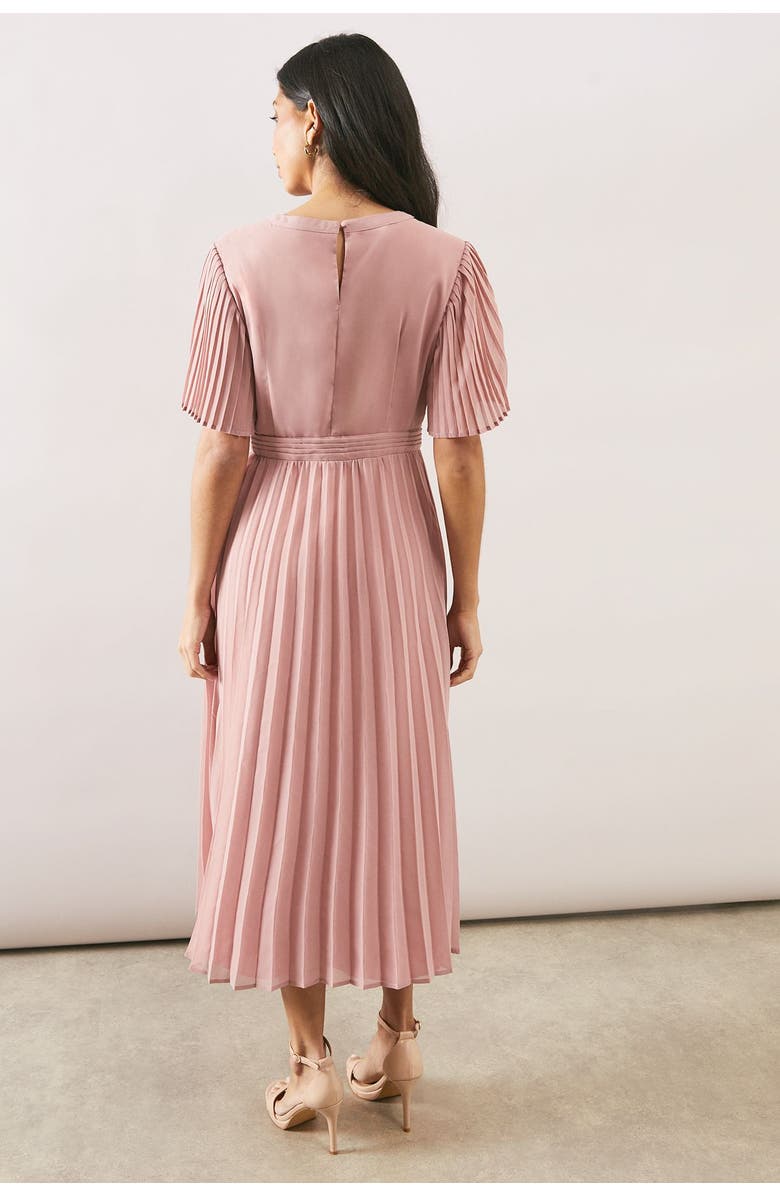 Wallis Chiffon Pleated Sleeve Midi Dress, Alternate, color, Rose