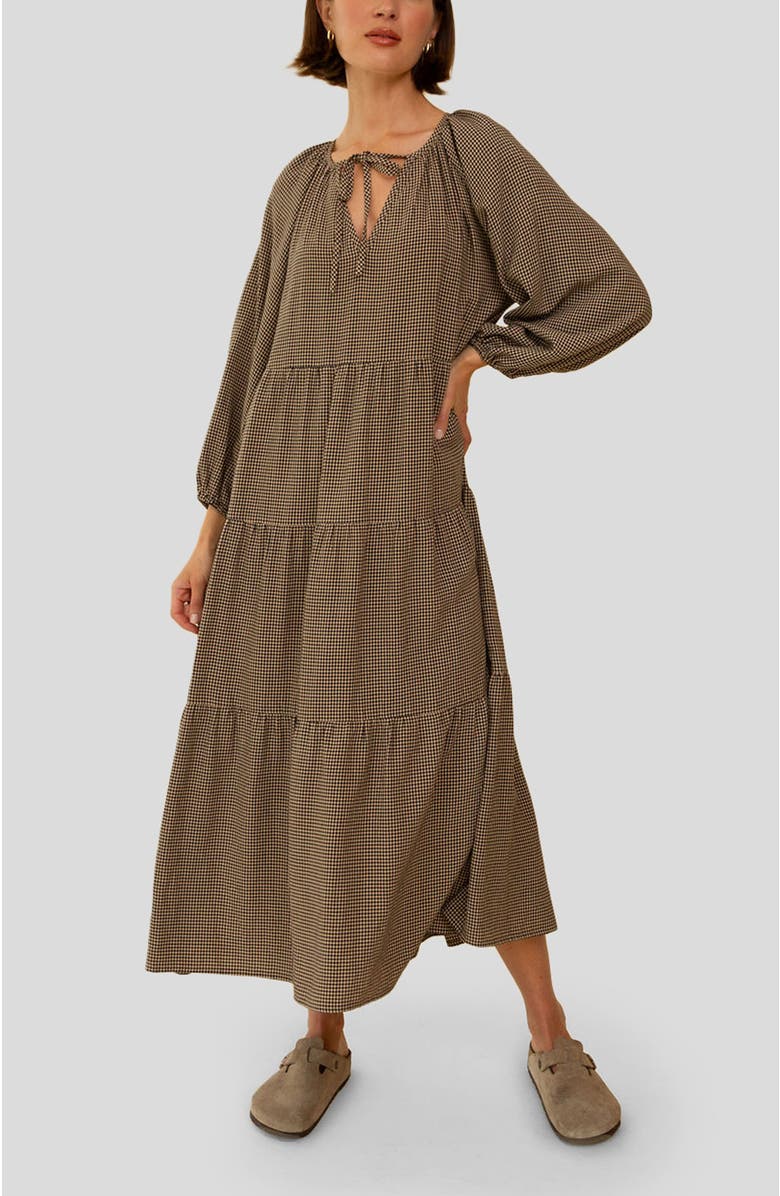 Whimsy + Row Mandy Dress, Main, color, Tan Gingham