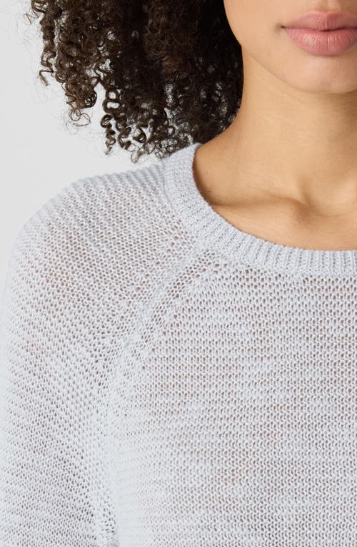 Eileen Fisher Crew Neck Raglan Sleeve Sweater Linen Cotton In Pearl