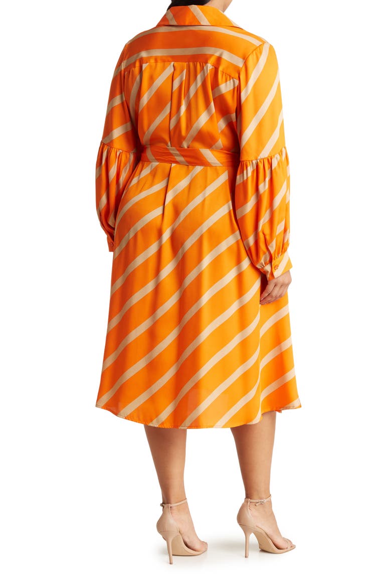 Castaway Stripe Long Sleeve Shirtdress, Alternate, color, EXUBERANCE/ ICED COFFEE