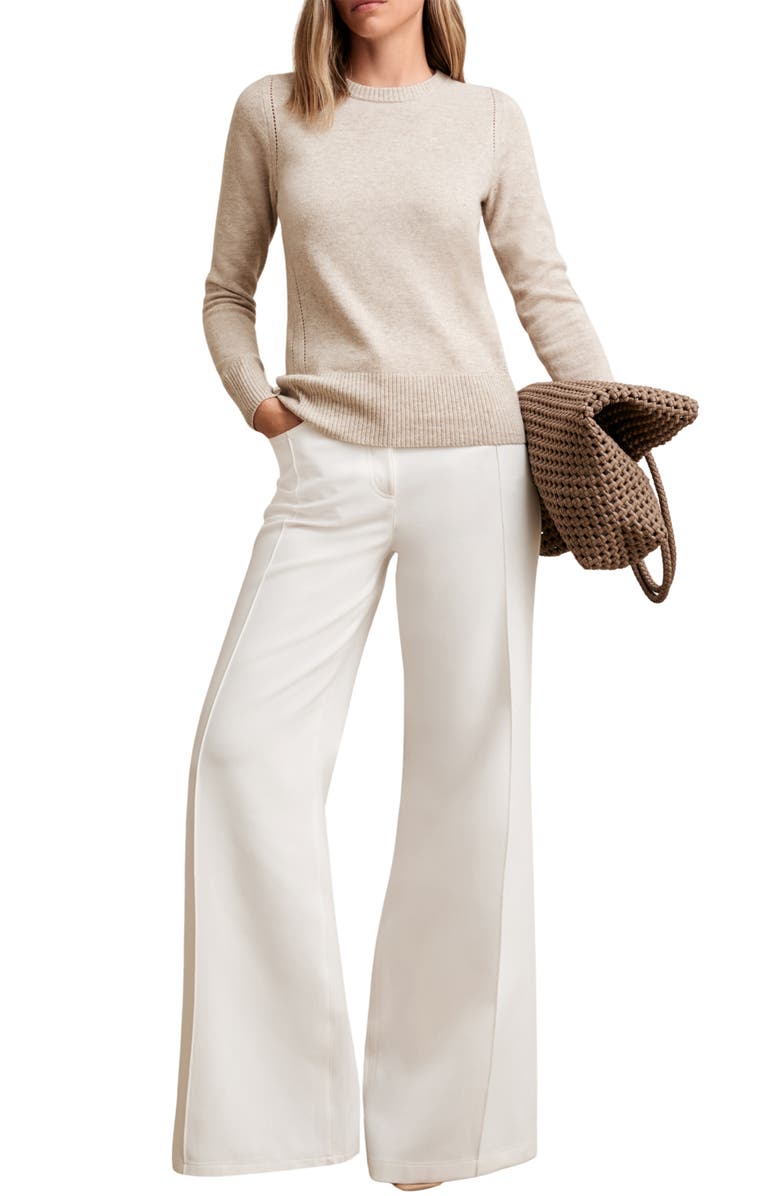 Reiss Anya Pointelle Accent Crewneck Sweater, Alternate, color, Oatmeal Neutral